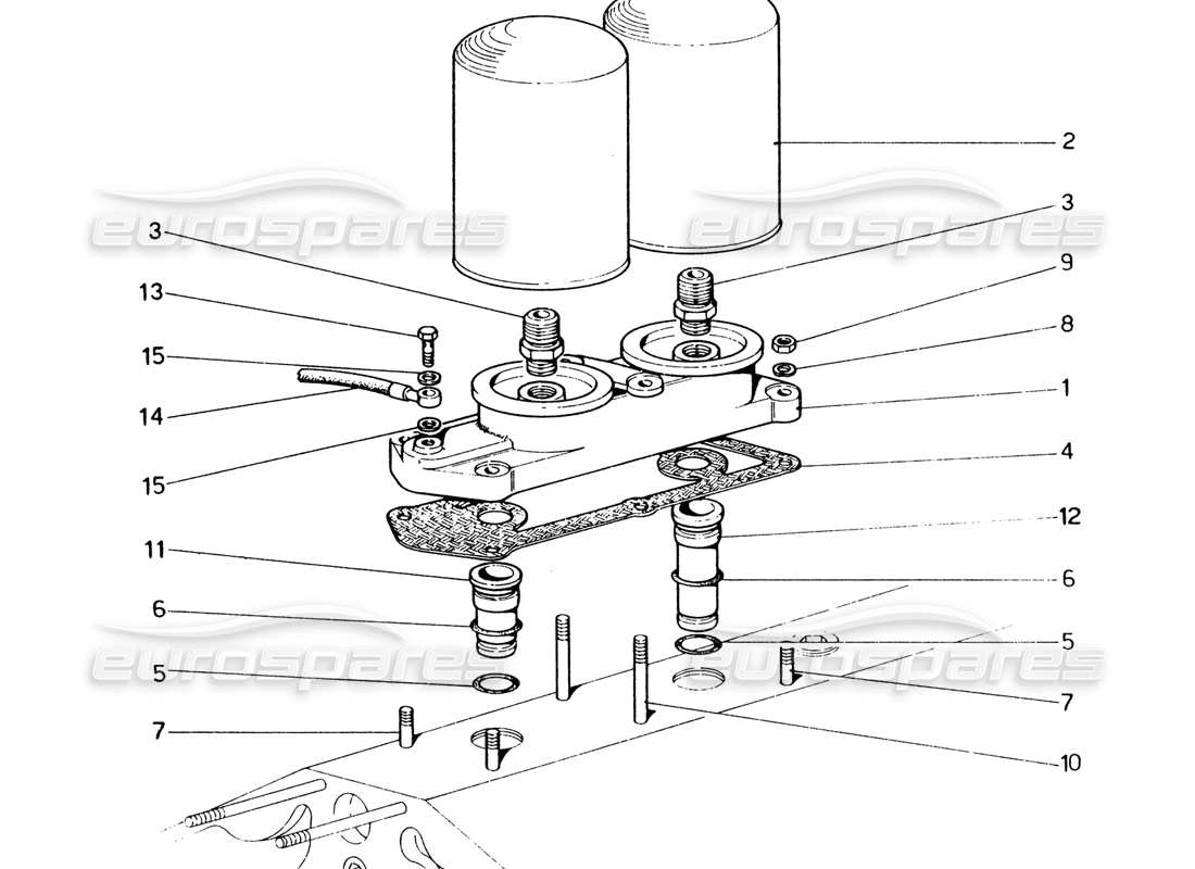 ferrari 365 gt4 2+2 (1973) filetti all'olio diagramma delle parti