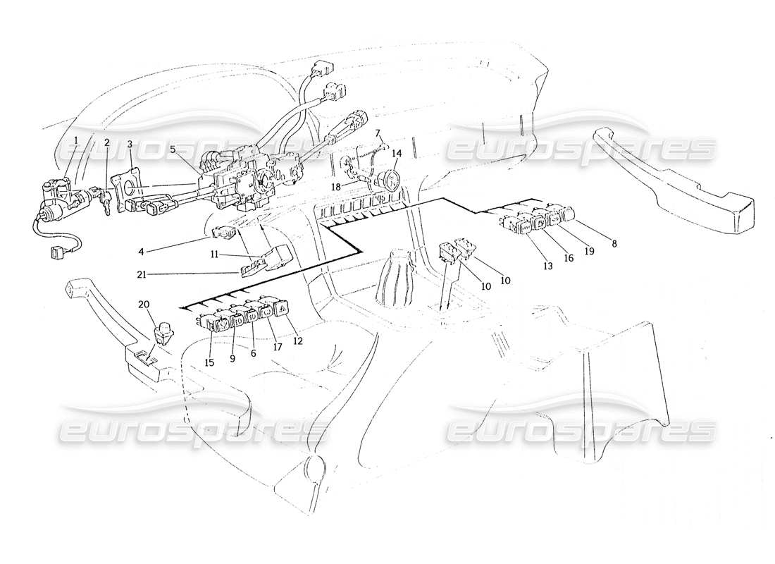 maserati karif 2.8 interruttori e diagramma delle parti dello sterzo