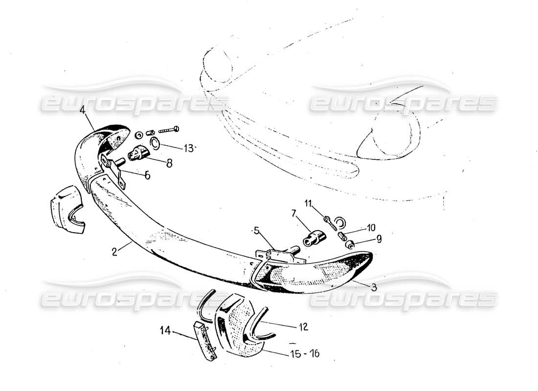 ferrari 330 gt 2+2 (coachwork) diagramma delle parti serie paraurti anteriore 2 (per gsdvn 567 - per gddvn 60).