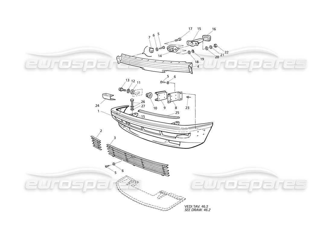 maserati qtp v8 evoluzione paraurti anteriore diagramma delle parti