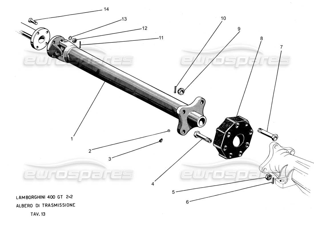 lamborghini 400 gt albero dell'elica diagramma delle parti