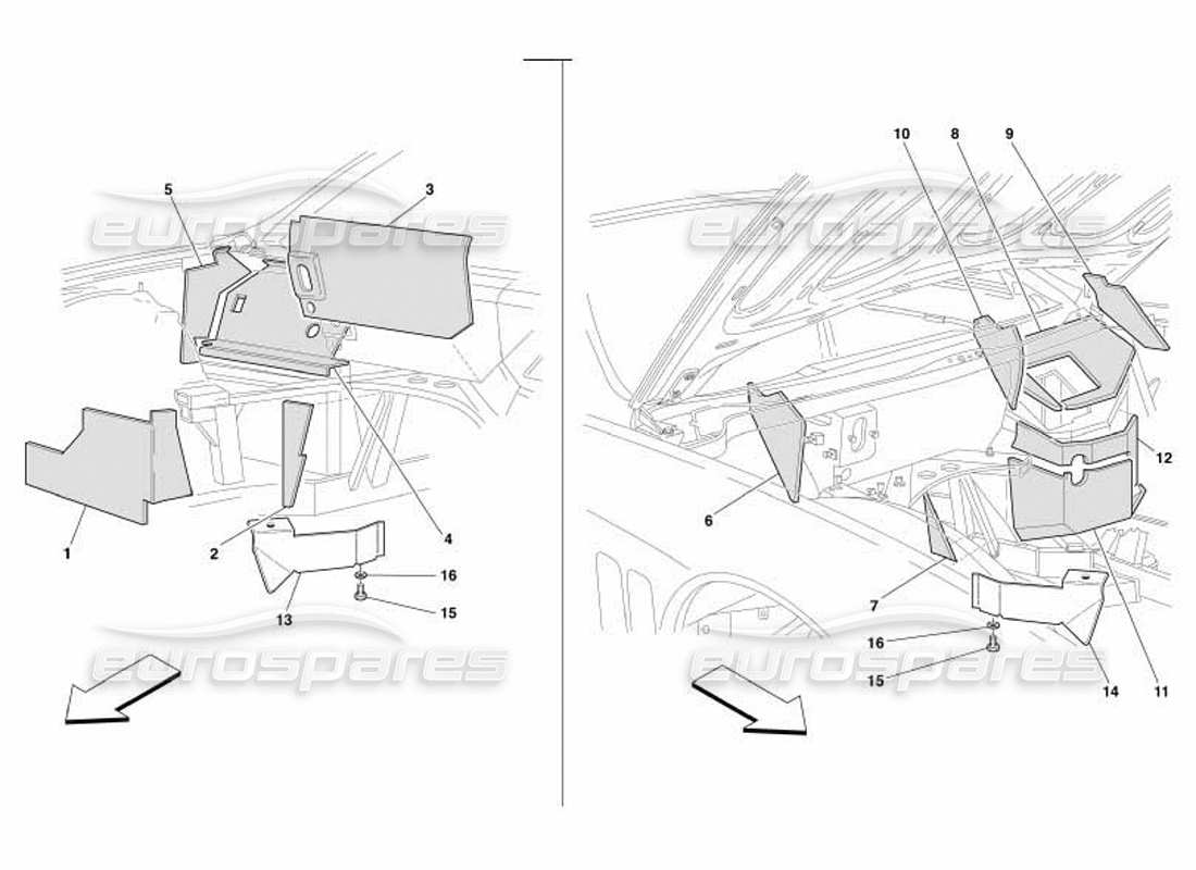 ferrari 550 barchetta isolamenti ignifughi vano motore -non per gd- diagramma delle parti