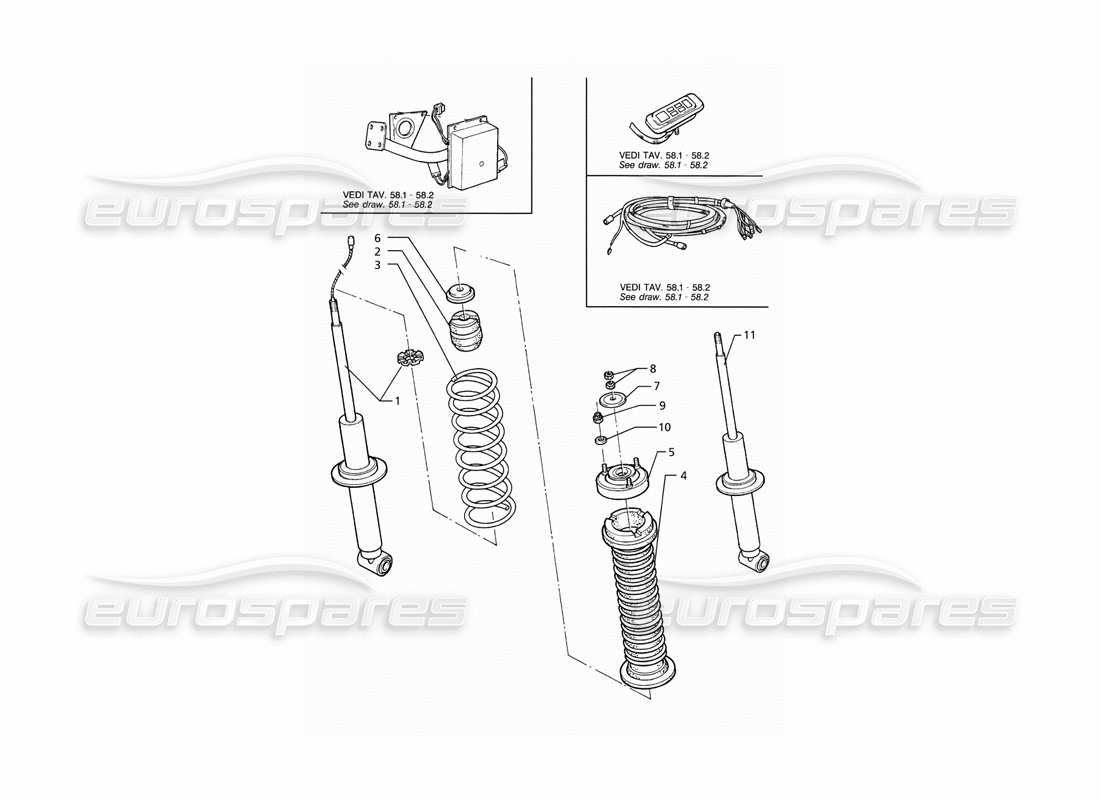 maserati ghibli 2.8 gt (variante) ammortizzatore posteriore diagramma delle parti