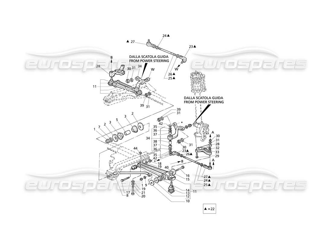 maserati qtp v8 evoluzione sospensioni anteriori diagramma delle parti