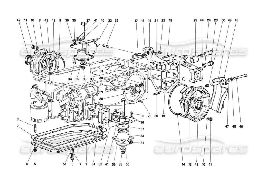 ferrari testarossa (1990) riduttore - montaggio e coperture diagramma delle parti