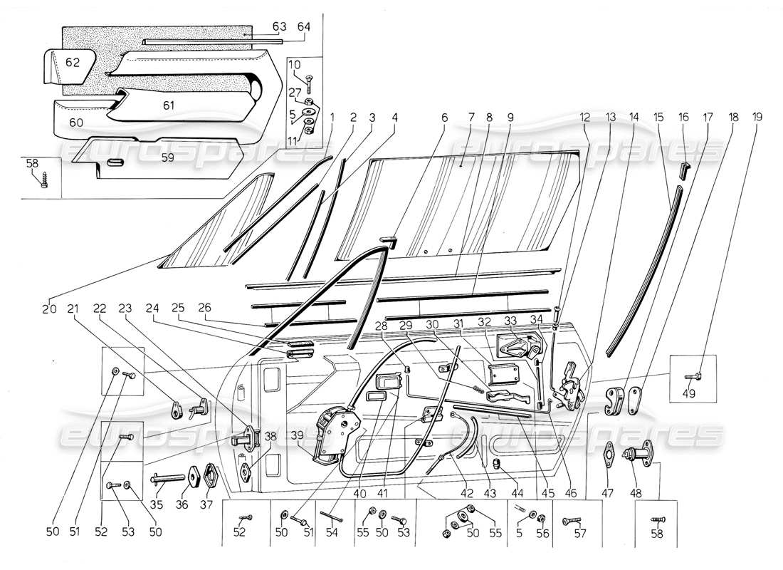 lamborghini jalpa 3.5 (1984) diagramma delle parti porte