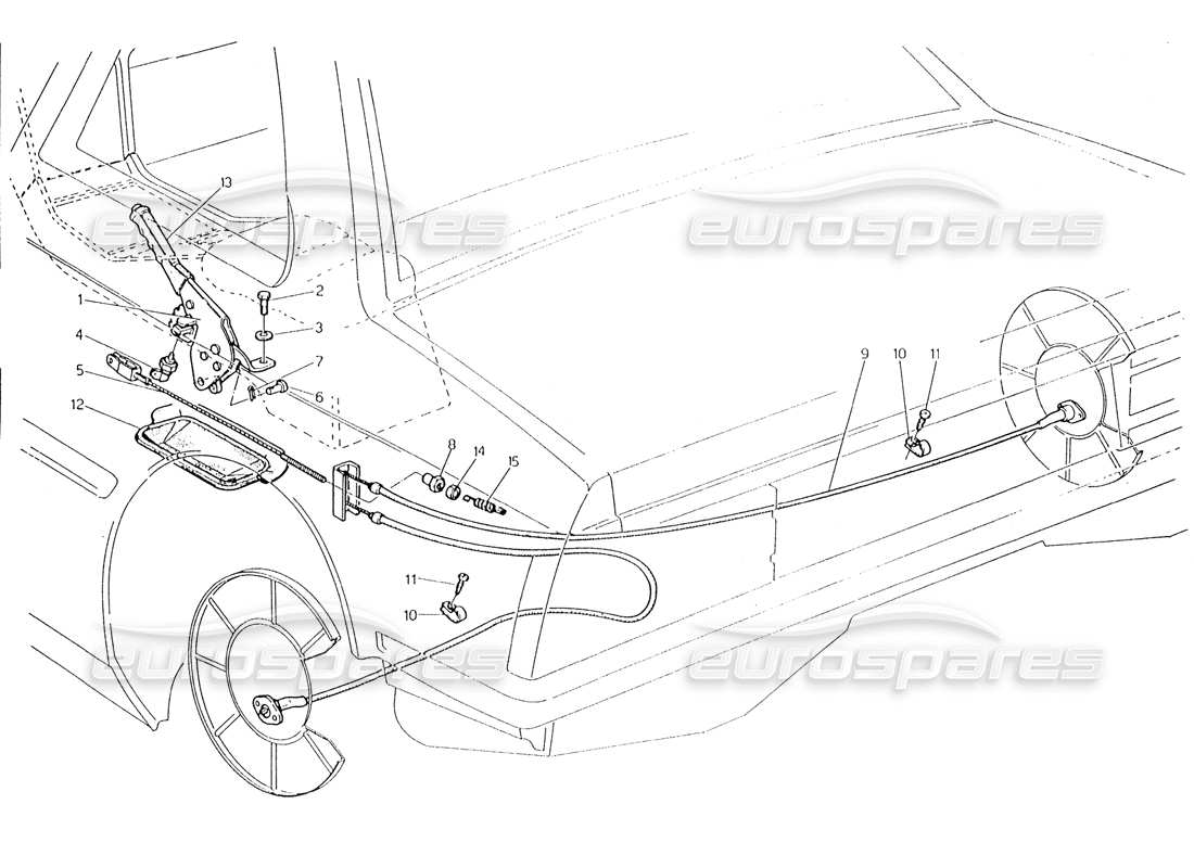 maserati karif 2.8 diagramma delle parti del controllo del freno a mano