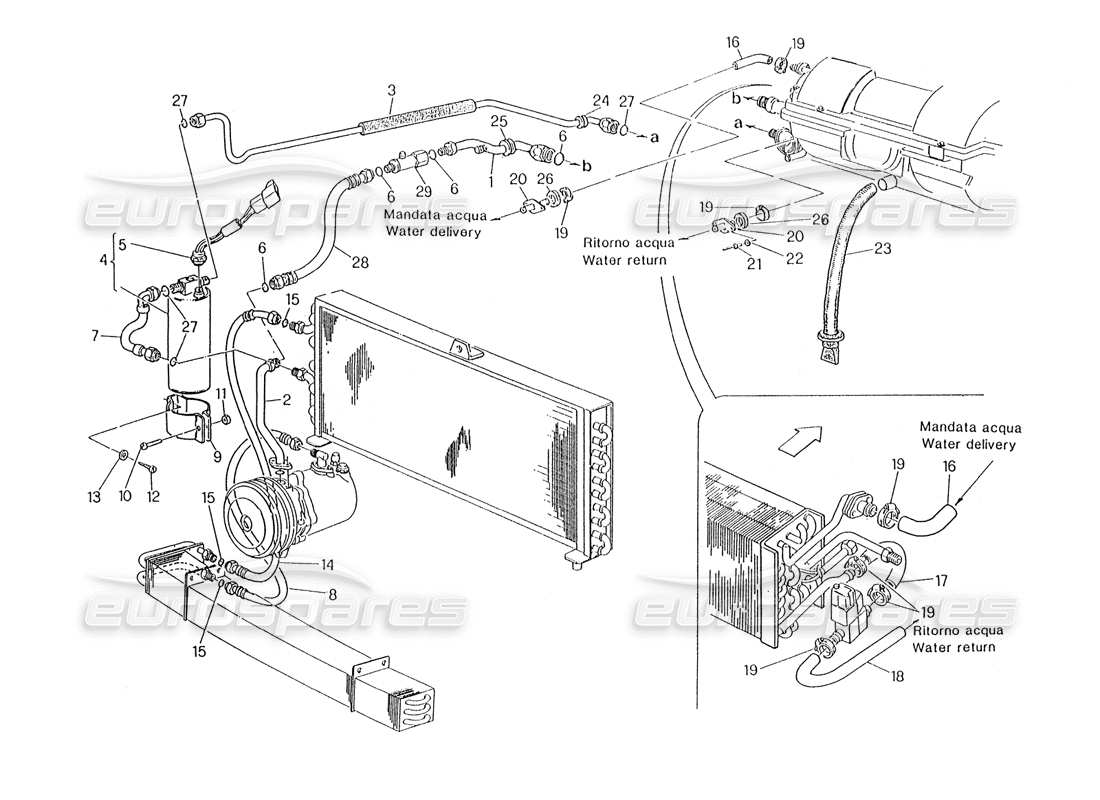 maserati karif 2.8 schema delle parti del sistema di climatizzazione sterzo sinistro (modif. pro).