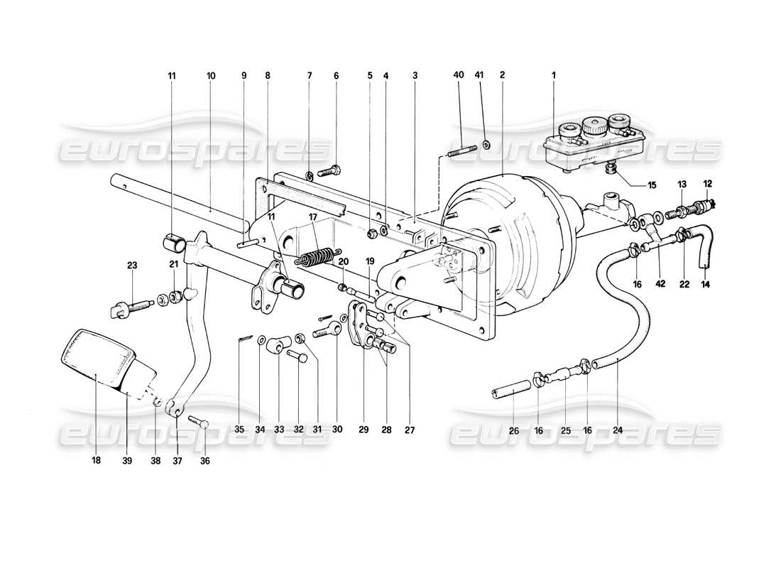 ferrari 400i (1983 mechanical) diagramma delle parti del comando idraulico dei freni (400 automatico - valido per le versioni con guida a destra).
