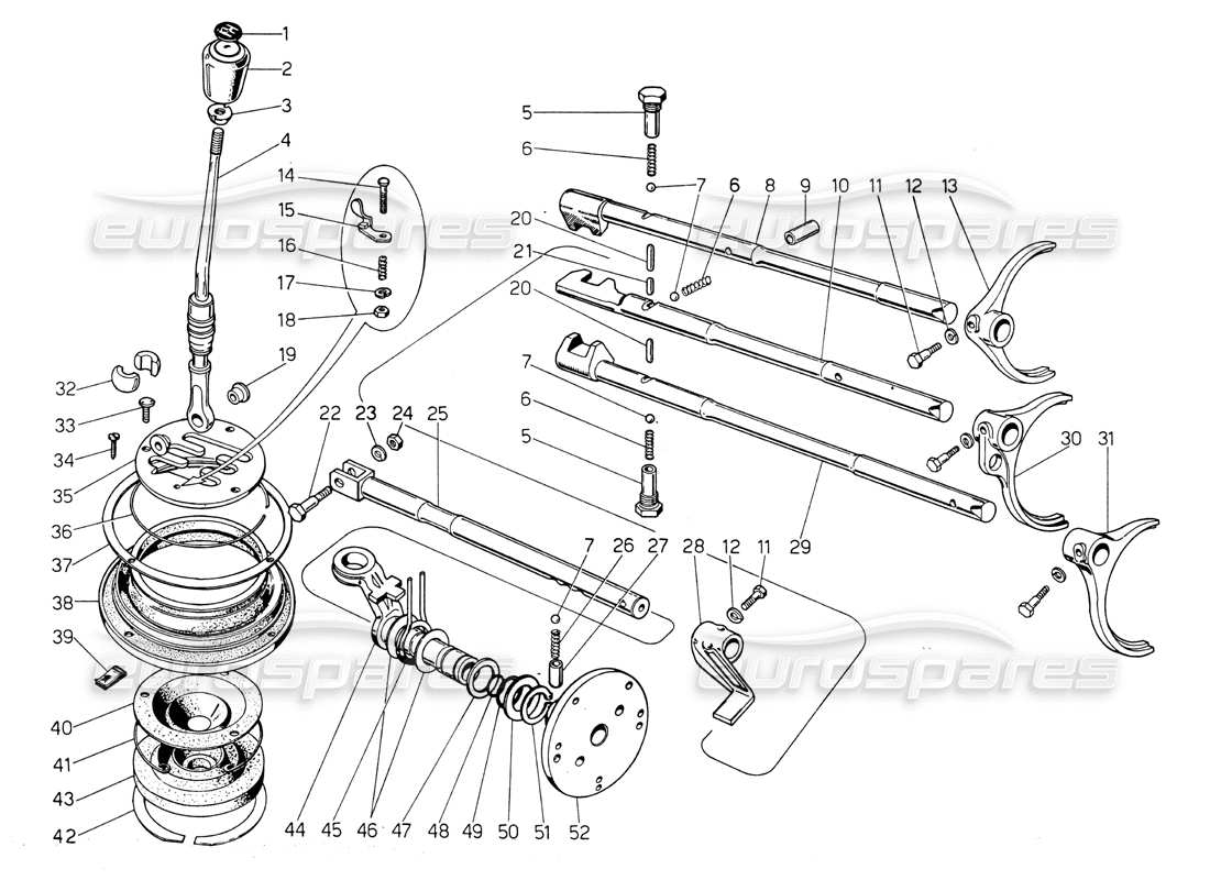 lamborghini countach lp400 schema delle parti della leva del cambio