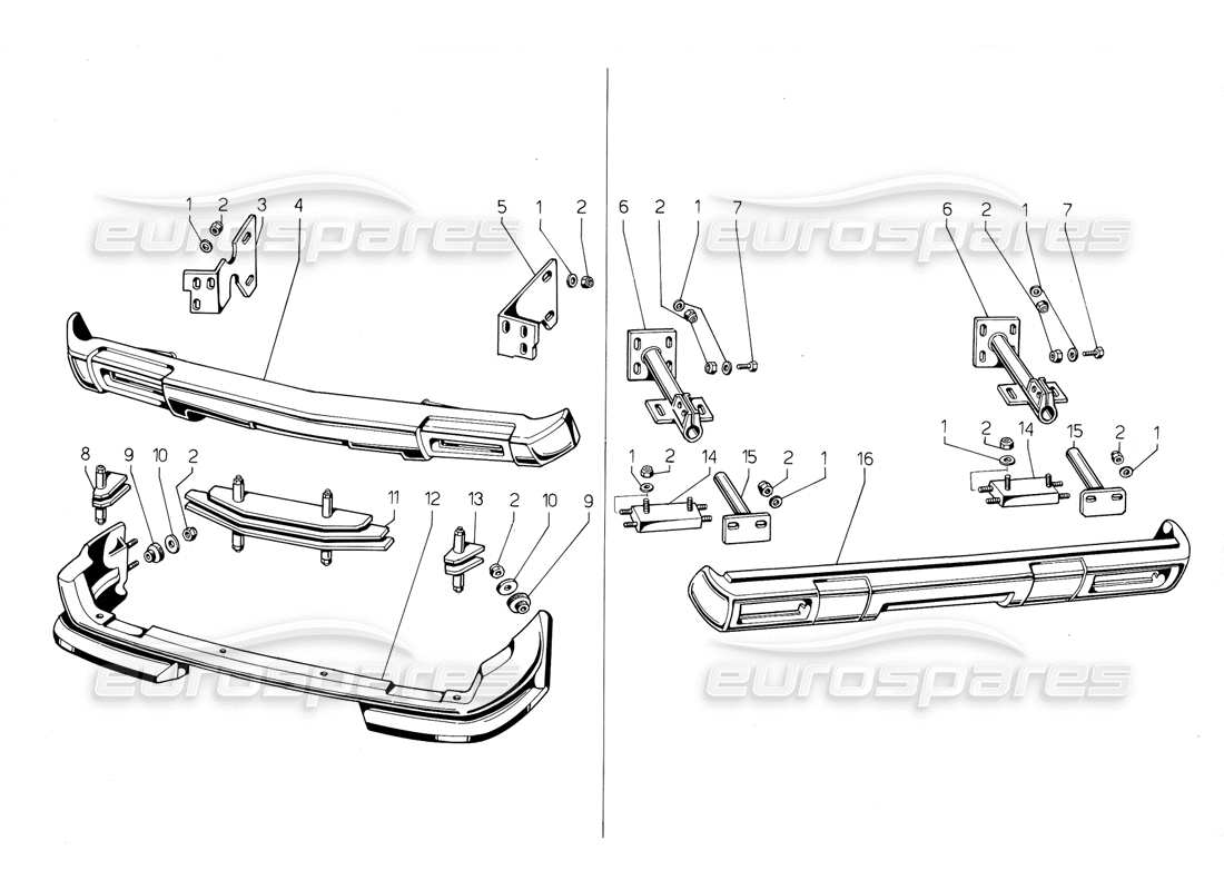 lamborghini jalpa 3.5 (1984) diagramma delle parti paraurti e spoiler