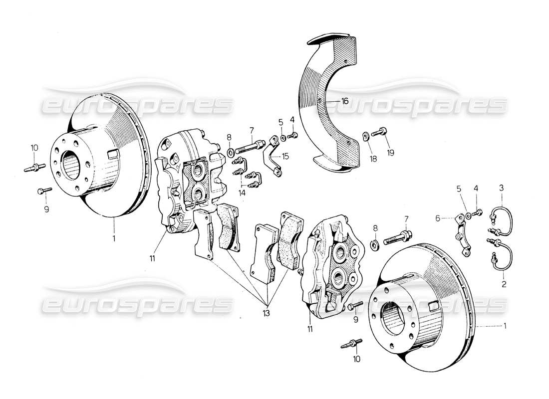 lamborghini countach lp400 schema delle parti dei freni anteriori e posteriori