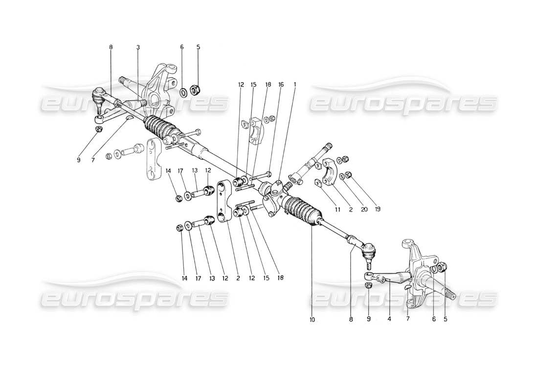 ferrari 208 gt4 dino (1975) scatola sterzo e collegamento diagramma delle parti