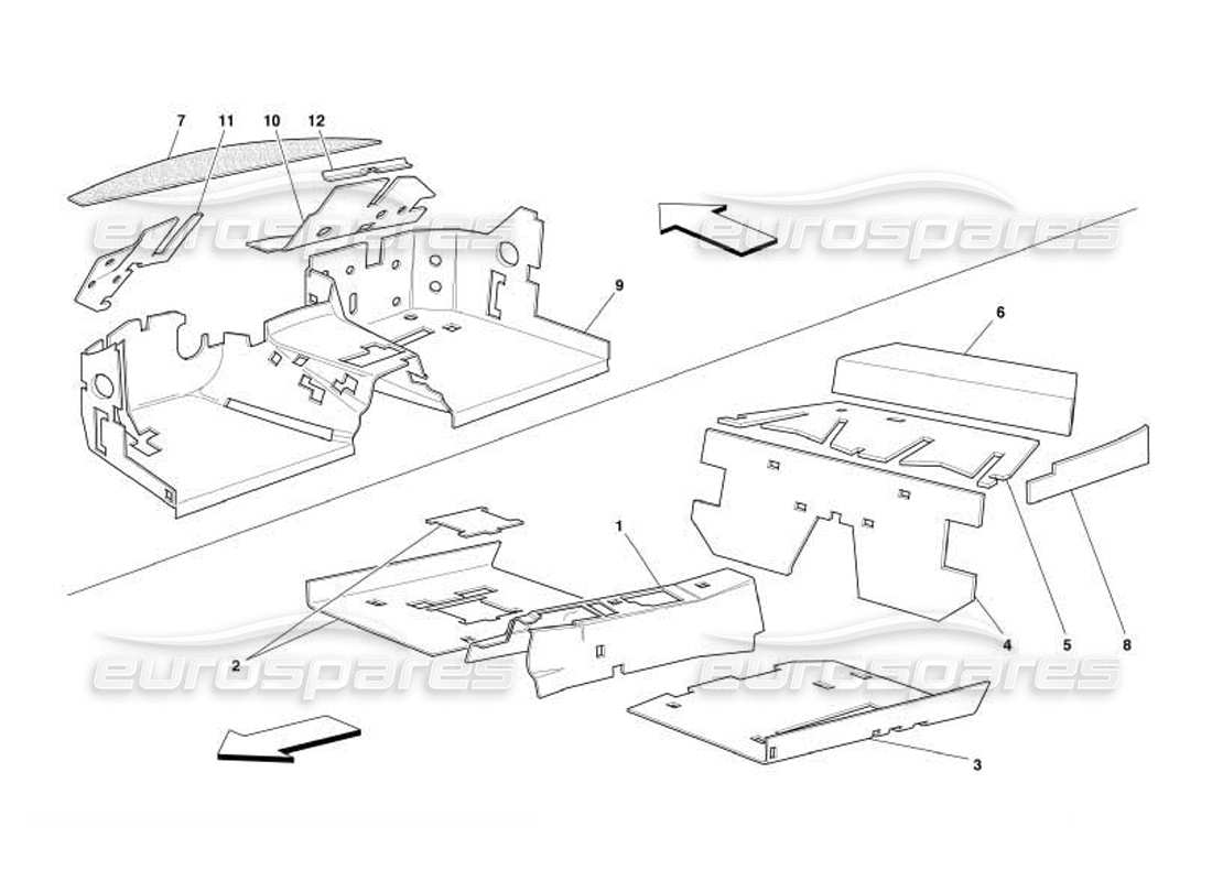 ferrari 550 barchetta isolamenti abitacolo passeggeri -non per gd- diagramma delle parti