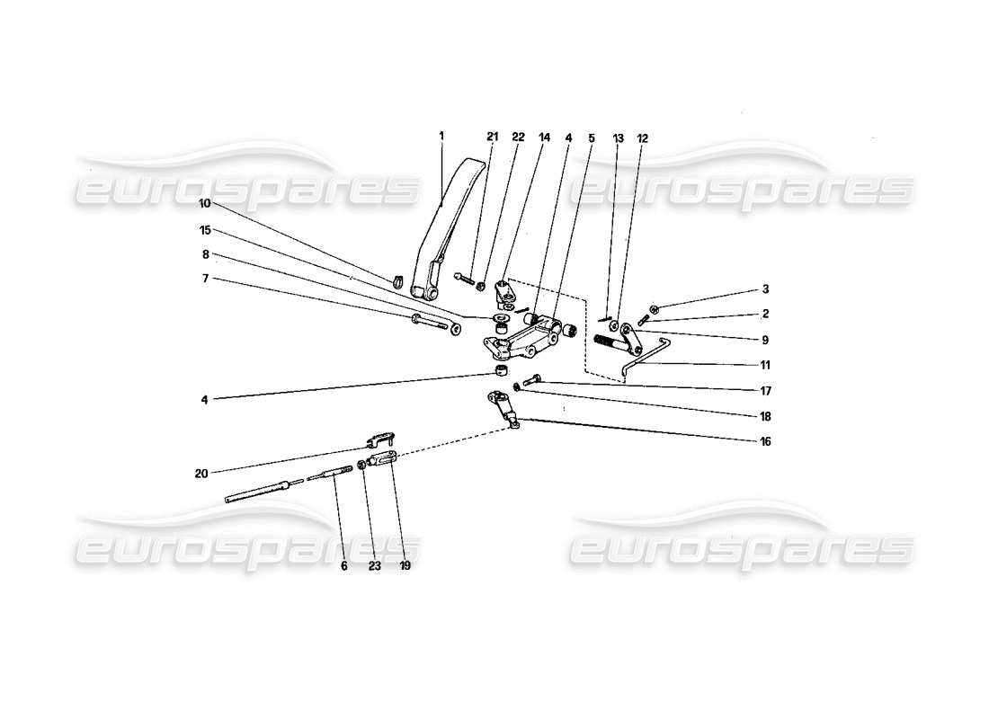 ferrari 308 quattrovalvole (1985) diagramma delle parti del comando dell'acceleratore (varianti per la versione con guida a destra).