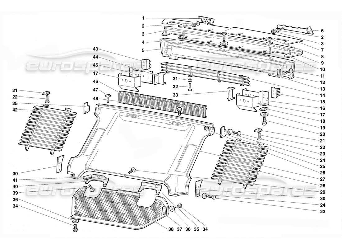 lamborghini diablo vt (1994) diagramma delle parti degli elementi della carrozzeria posteriore