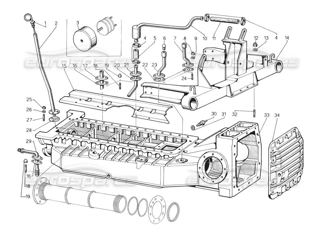 lamborghini countach 5000 qv (1985) diagramma delle parti della coppa