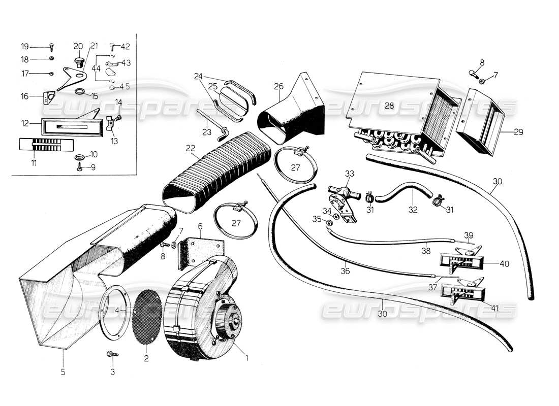 lamborghini countach 5000 qv (1985) stufa diagramma delle parti