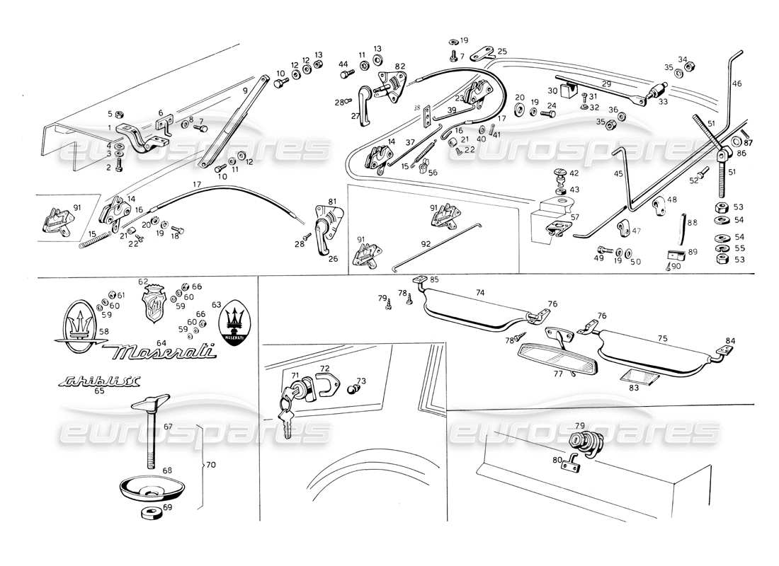 maserati ghibli 4.7 / 4.9 serrature diagramma delle parti