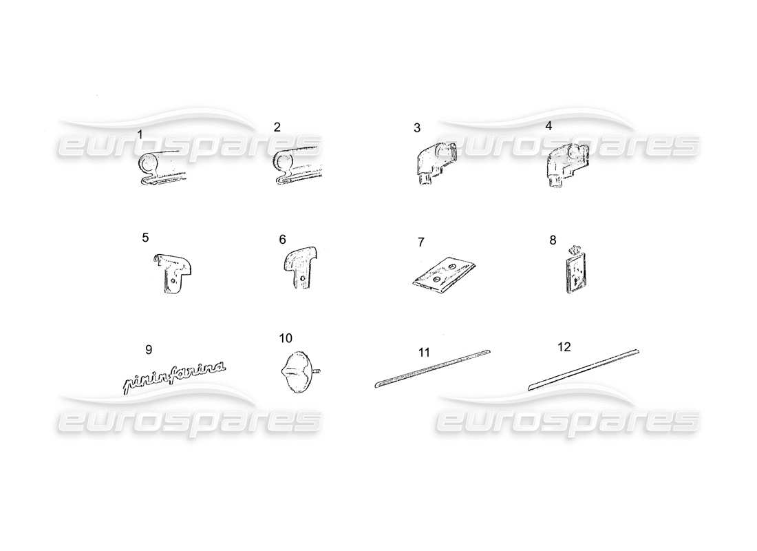 ferrari 250 gt (coachwork) badge e accessori diagramma delle parti