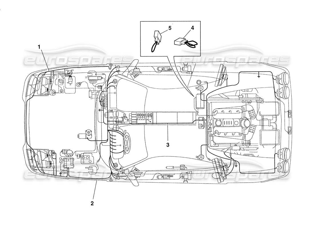 ferrari 355 challenge (1999) schema delle parti dell'impianto elettrico