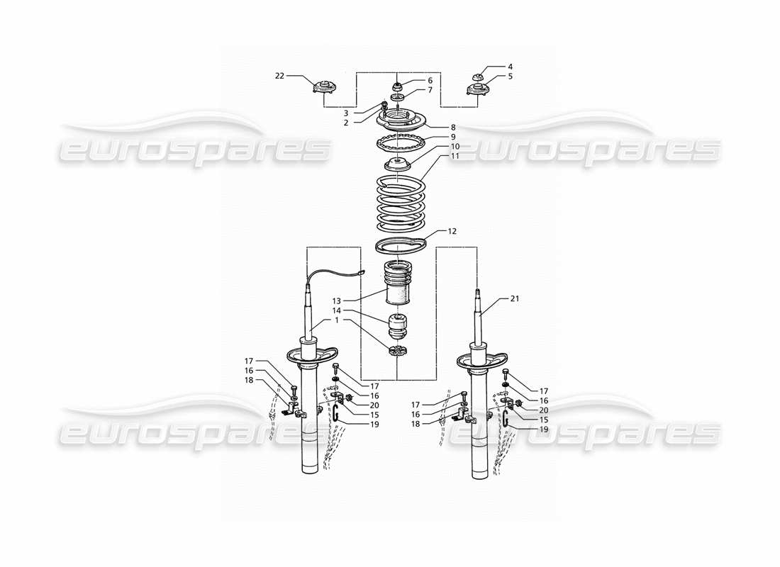 maserati ghibli 2.8 gt (variante) schema delle parti dell'ammortizzatore anteriore (post modifica).