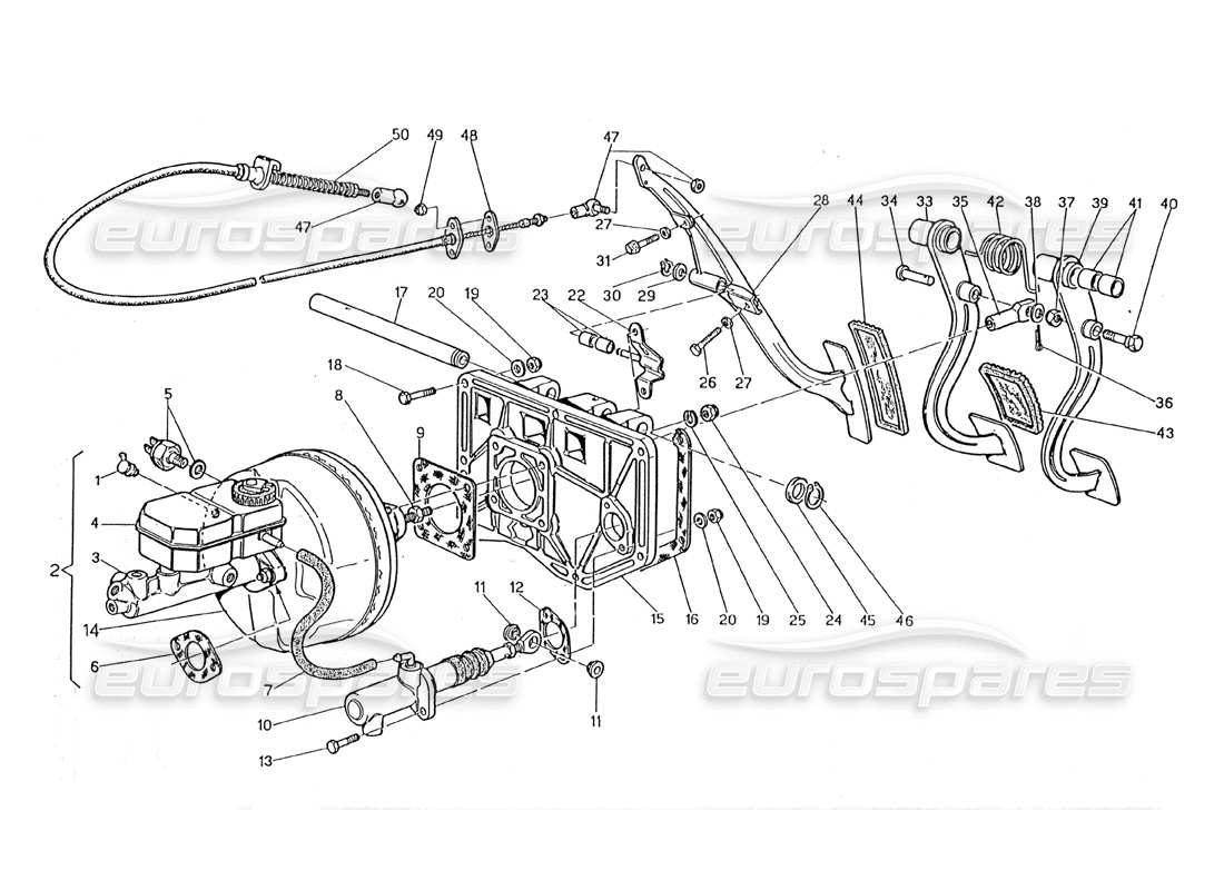 maserati 2.24v gruppo pedale - pompa frizione servofreno diagramma delle parti