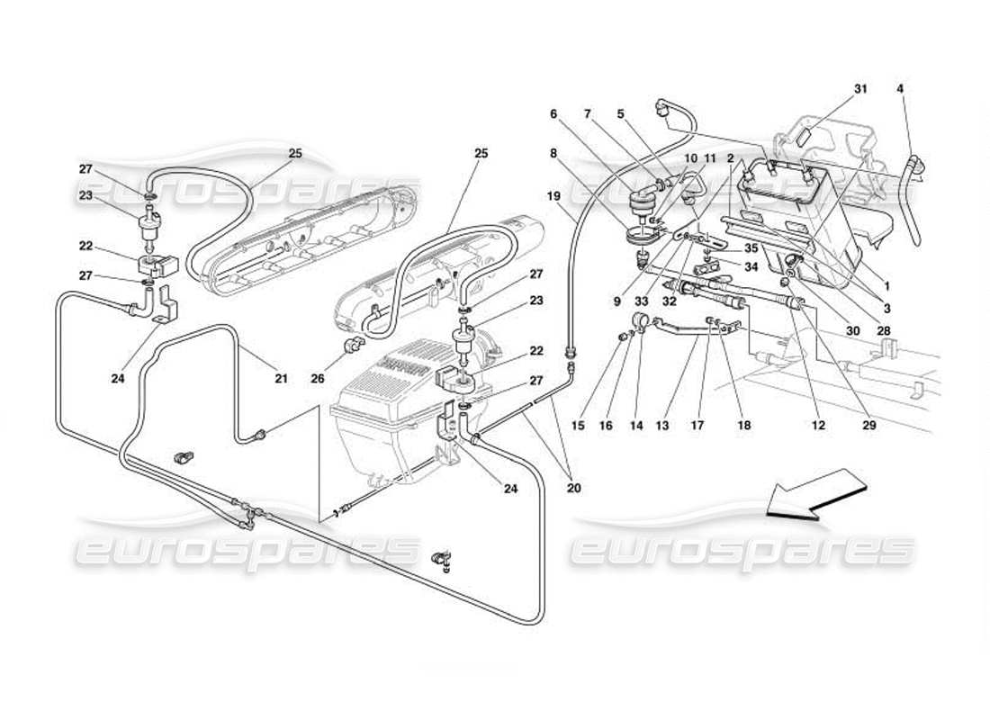 ferrari 550 barchetta dispositivo antievaporazione -valido per usa e cdn- schema delle parti