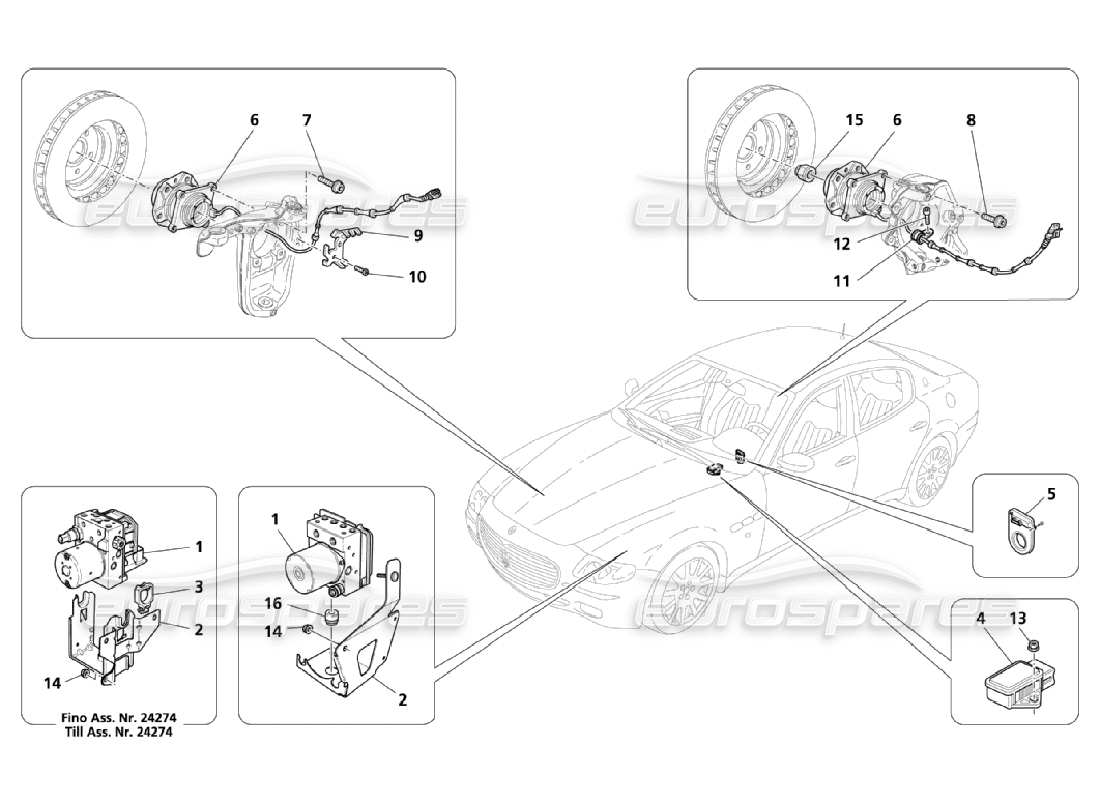 maserati qtp. (2006) 4.2 sistemi di controllo della frenata diagramma delle parti