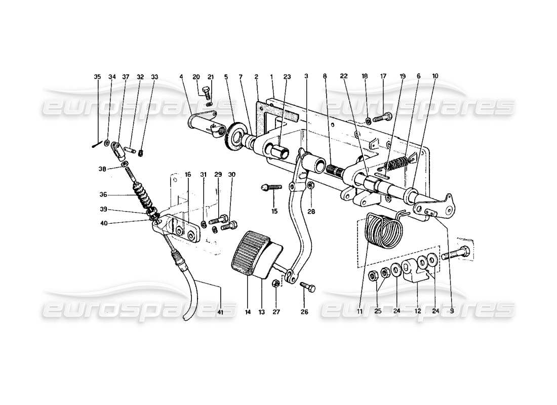ferrari 400 gt (mechanical) diagramma delle parti del comando di rilascio della frizione (400 gt - varianti per la versione con guida a destra).