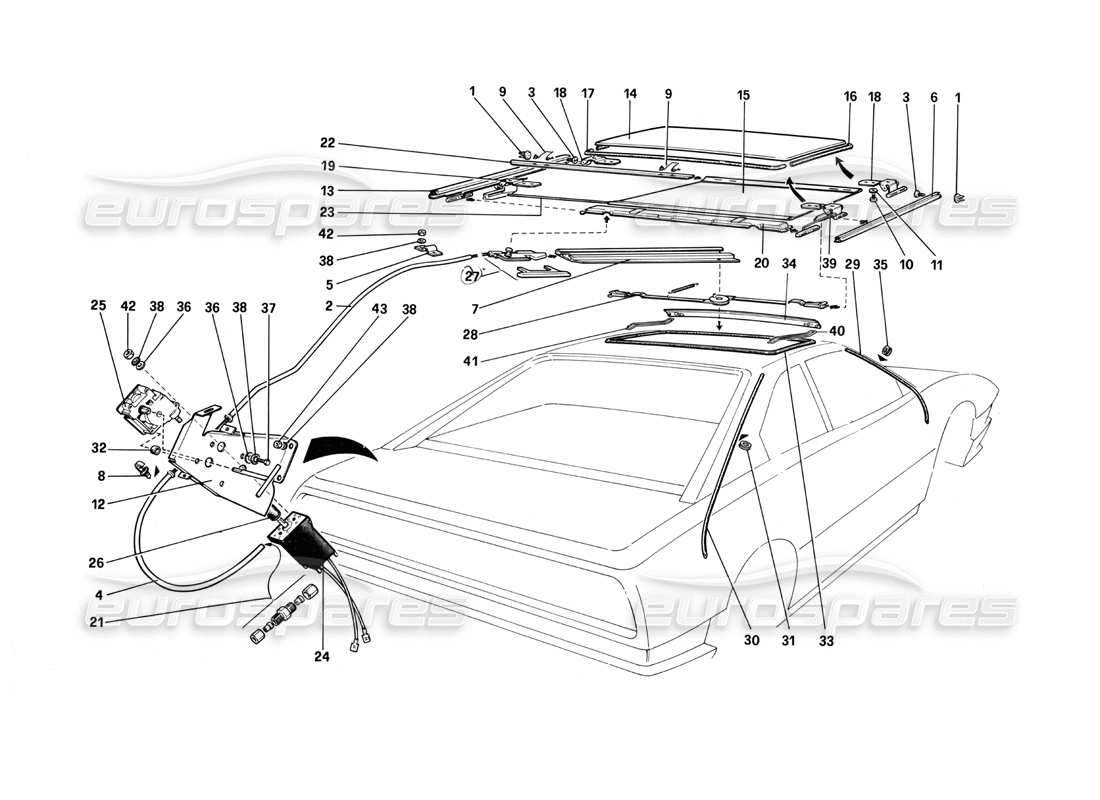 ferrari mondial 3.0 qv (1984) tetto apribile - quattrovalvole diagramma delle parti