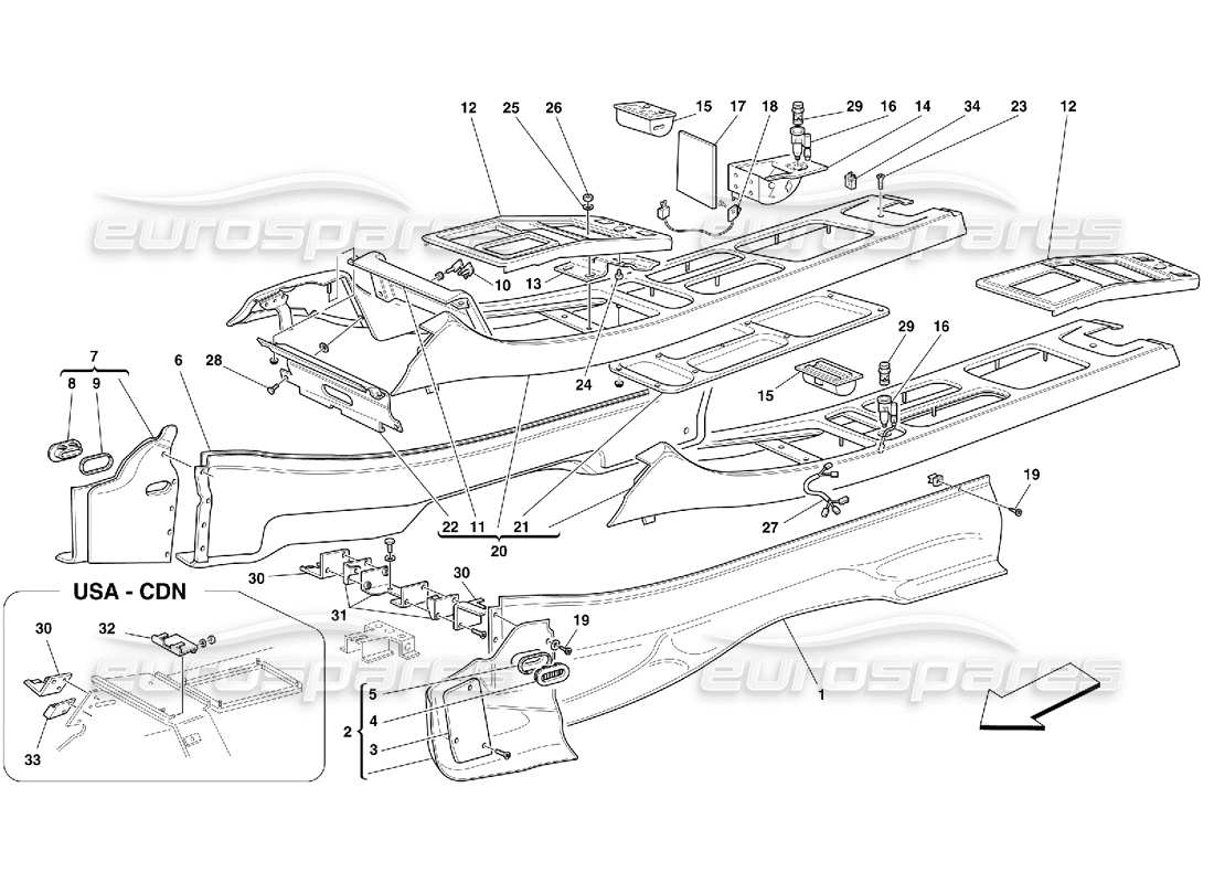 ferrari 456 gt/gta tunnel - rivestimenti e accessori diagramma delle parti