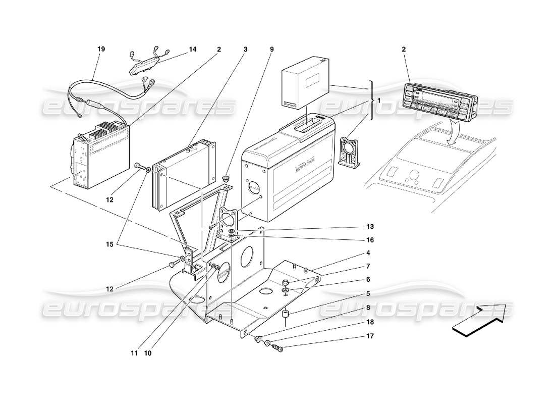 ferrari 456 gt/gta diagramma delle parti dell'apparecchiatura stereo