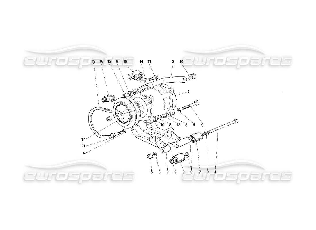 ferrari f40 diagramma delle parti del compressore dell'aria condizionata