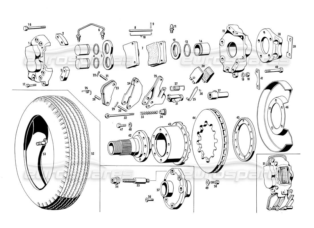 maserati ghibli 4.7 / 4.9 freni posteriori raffreddati diagramma delle parti