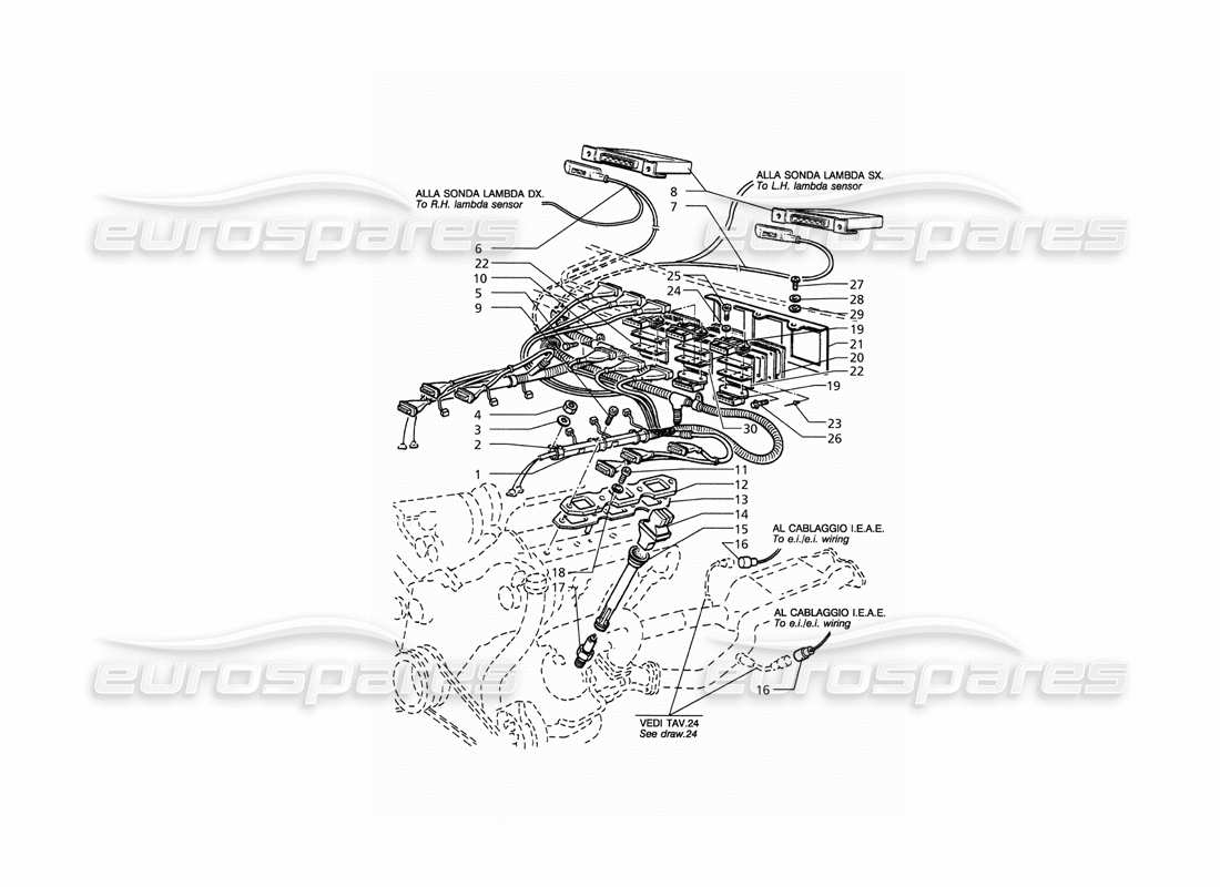 maserati qtp. 3.2 v8 (1999) schema delle parti del sistema di accensione