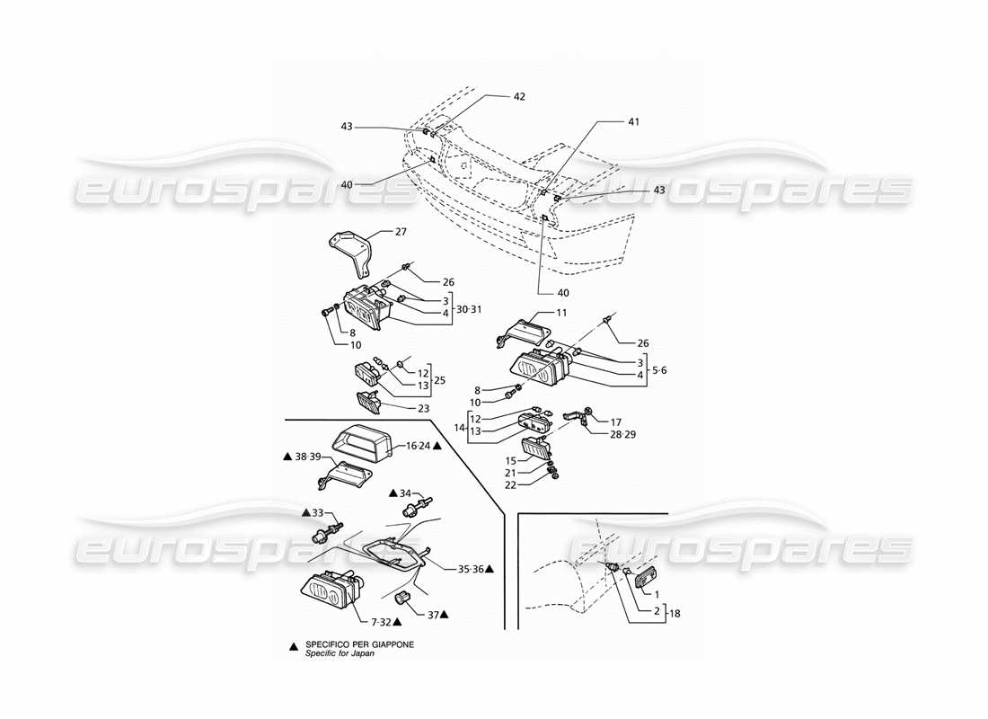 maserati ghibli 2.8 (abs) luci anteriori diagramma delle parti
