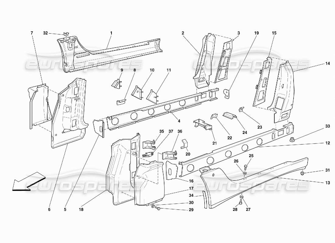 ferrari 456 gt/gta central structures and components part diagram