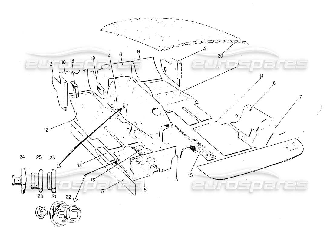 ferrari 330 gt 2+2 (coachwork) diagramma delle parti dei tappeti interni (edizione 2).