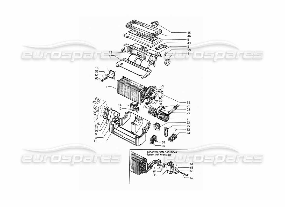 maserati qtp. 3.2 v8 (1999) diagramma delle parti del gruppo climatizzatore automatico (guida a sinistra).