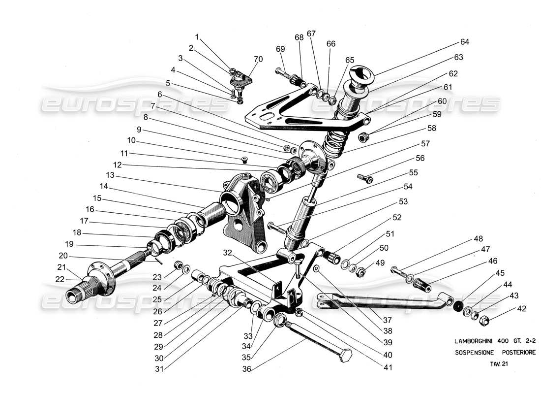 lamborghini 400 gt sospensione posteriore diagramma delle parti