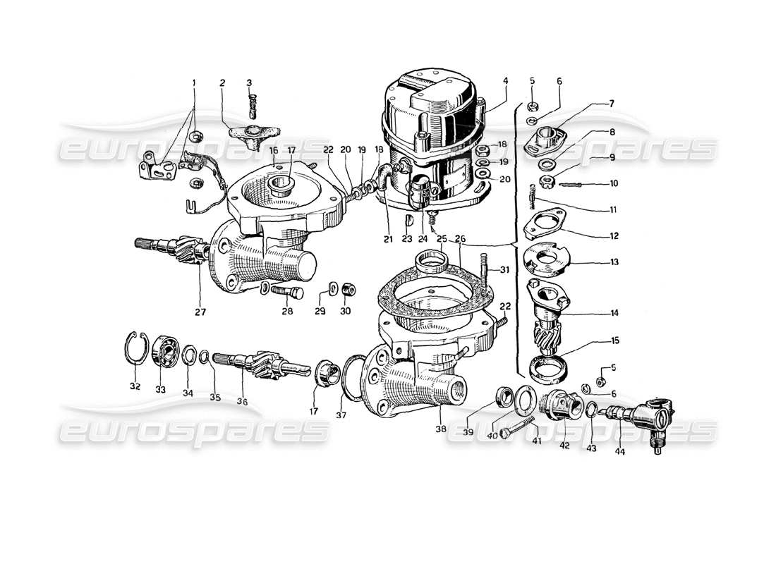 ferrari 275 gtb4 diagramma delle parti di distributori e controlli