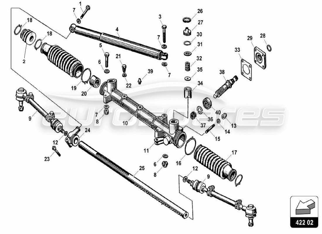 lamborghini miura p400 schema delle parti della scatola dello sterzo