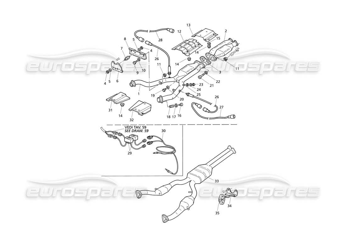 maserati qtp v6 evoluzione sistema di scarico anteriore diagramma delle parti