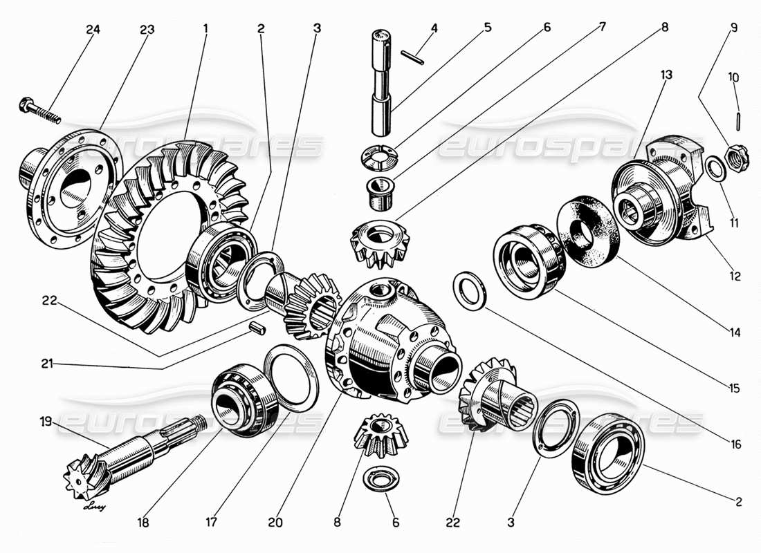 ferrari 330 gt 2+2 diagramma delle parti del caso differenziale