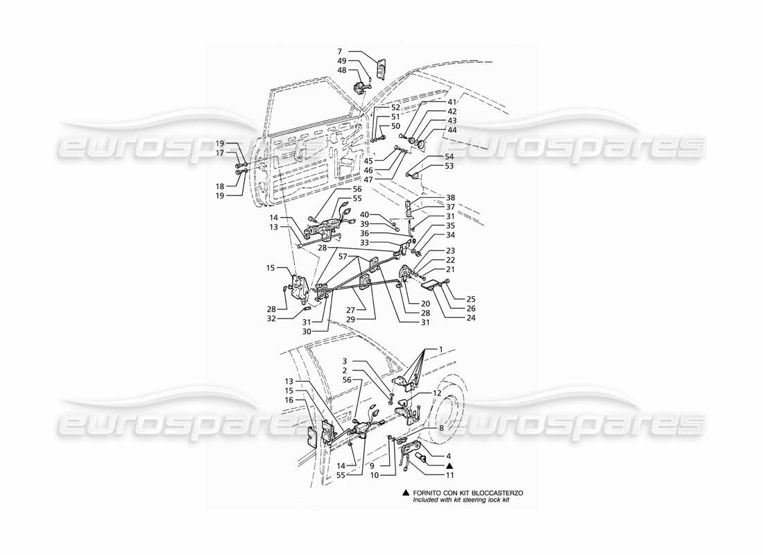 maserati ghibli 2.8 (abs) porte: cerniere e comandi interni diagramma delle parti