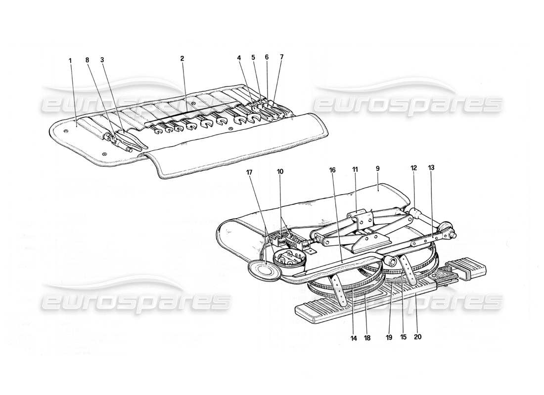 ferrari 308 quattrovalvole (1985) kit di strumenti diagramma delle parti