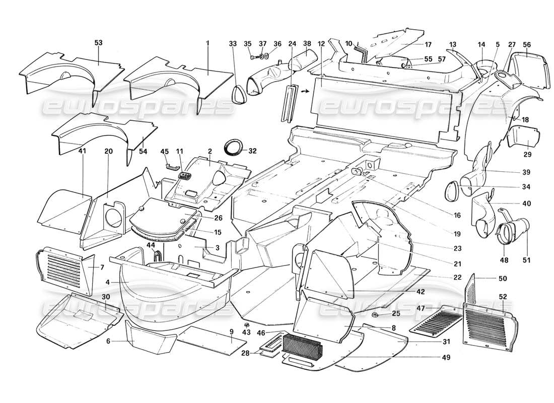 ferrari 328 (1988) scocca - diagramma delle parti degli elementi interni