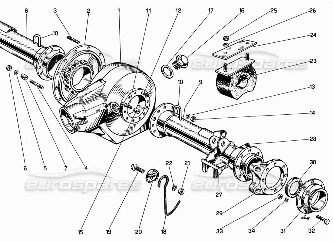 ferrari 330 gt 2+2 schema delle parti assale posteriore