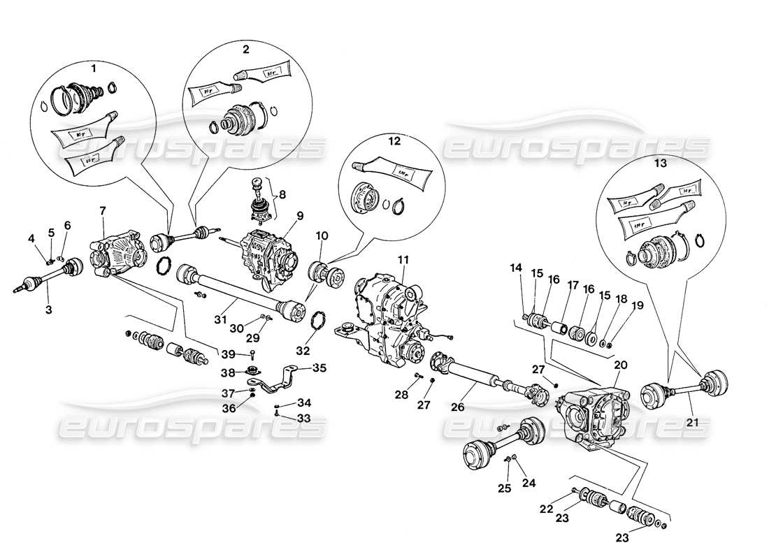 lamborghini lm002 (1988) trasmissione diagramma delle parti